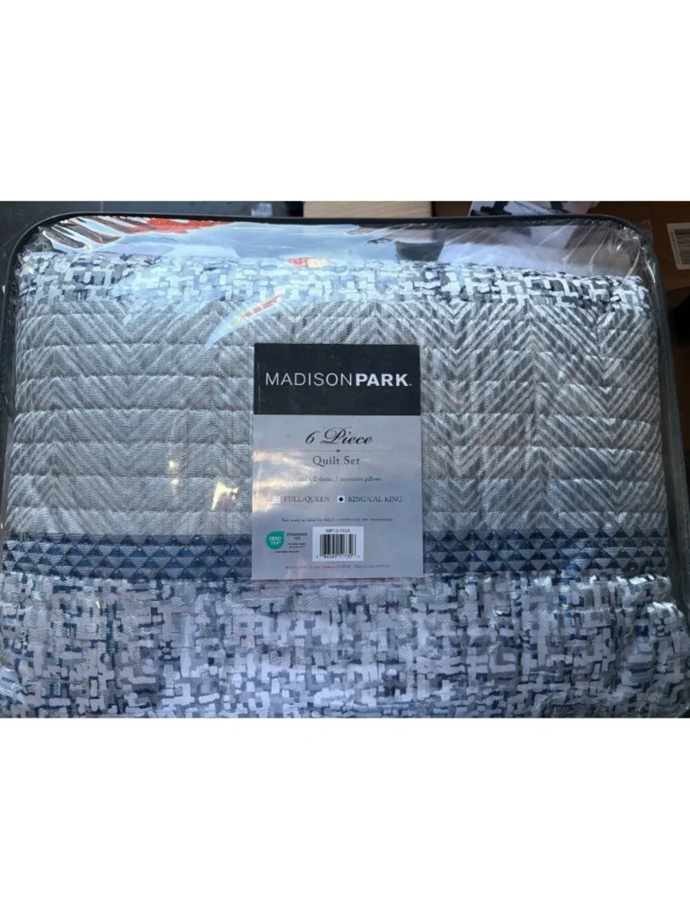 NWT Madison Park Harmony Jacquard 6 Pcs Coverlet Set Navy King/California King